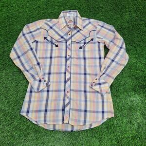 Vintage 90s Miller Western Plaid Shirt Medium 15.5 21x32 USA